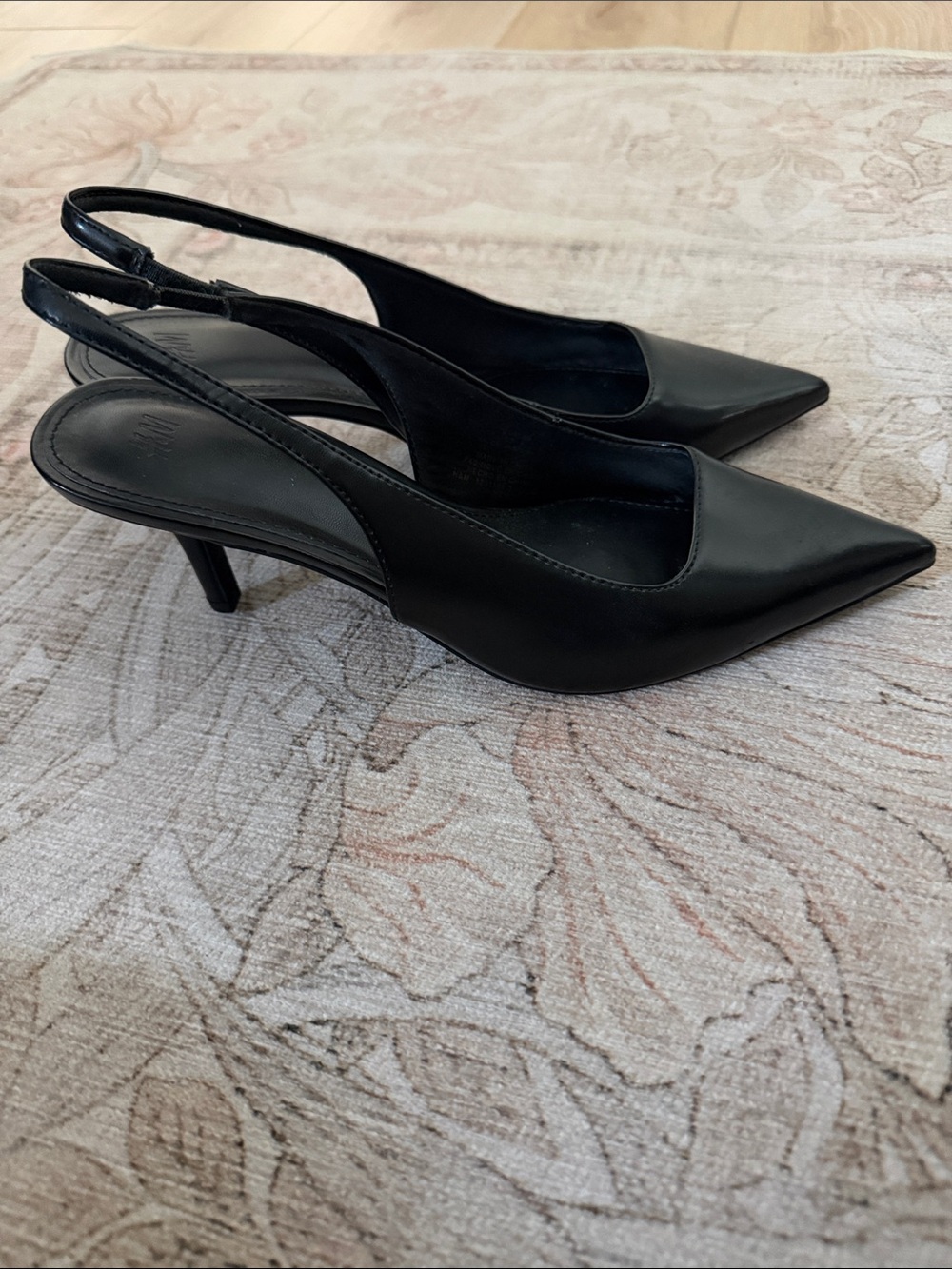 H&M Black Pointed Slingback Heels